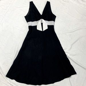 Nina Leonard linen blend fully lined black dress, size 12